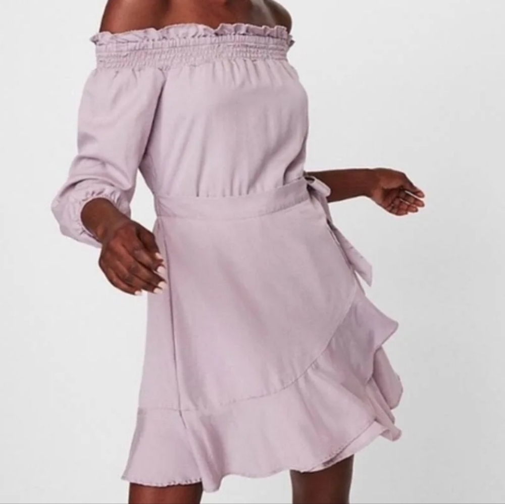 NWT Express Lilac Wrap Dress Size L